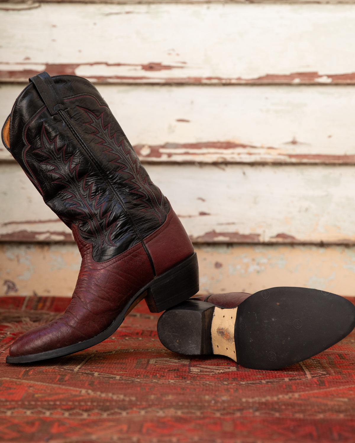 Vintage Tony Lama Wine Cowboy Boots (M)10D