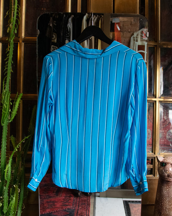 Vintage Blue Stripe Blouse