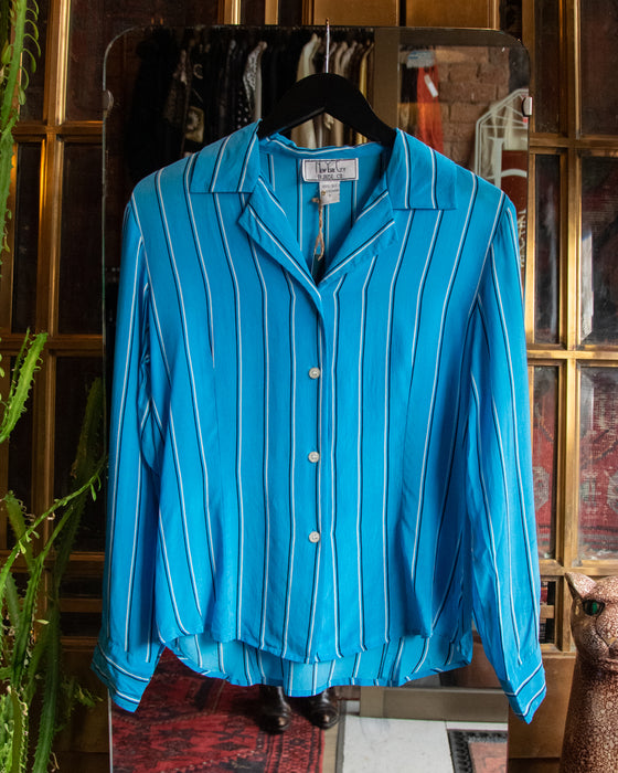 Vintage Blue Stripe Blouse