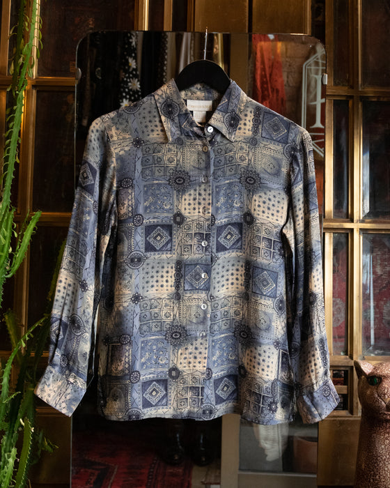 Vintage Retro Patterned SILK Blouse