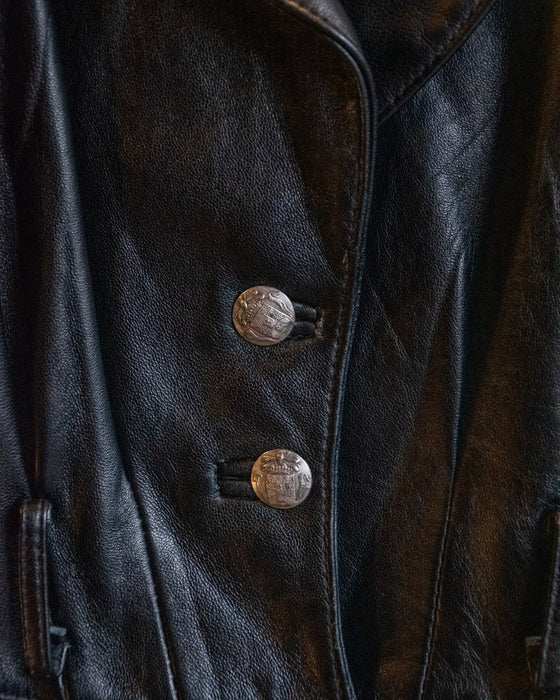 Retro Cropped Black Leather Jacket