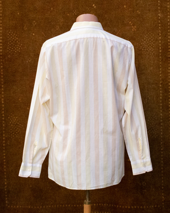 Vintage Golden Style Yellow Pink Stripe Shirt