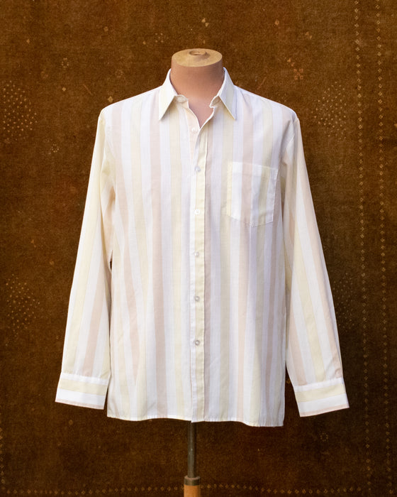 Vintage Golden Style Yellow Pink Stripe Shirt