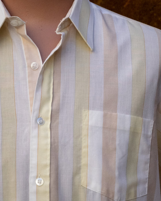 Vintage Golden Style Yellow Pink Stripe Shirt