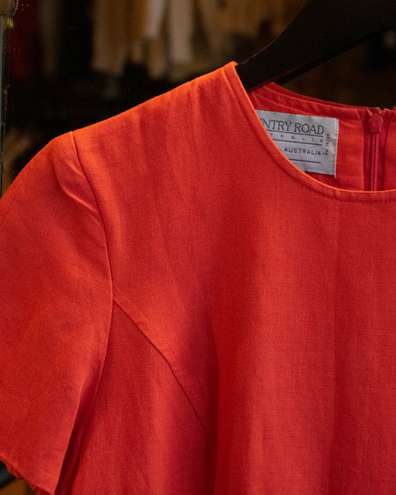 Vintage CR Red Linen Dress
