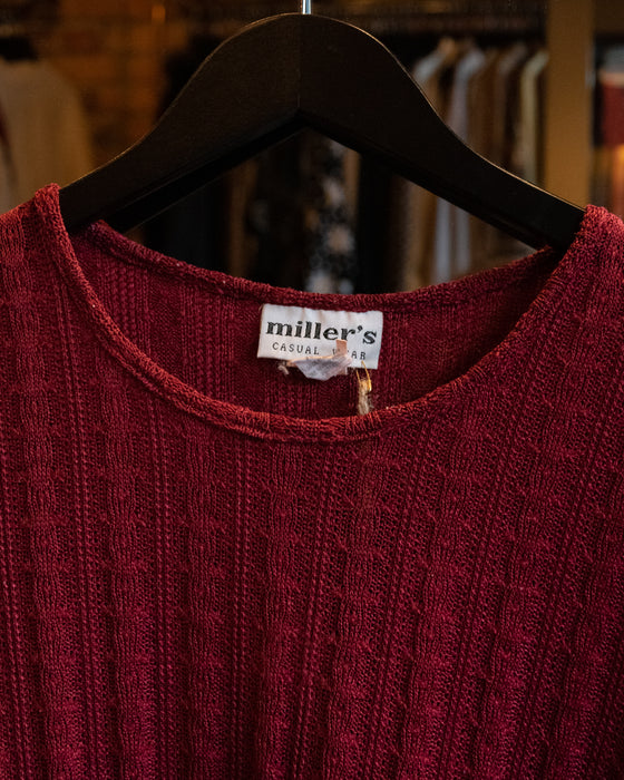 Vintage Millers Maroon Cable Knit Top
