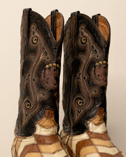 Patchwork Cowboy Boots Made in Mexico 9.5W