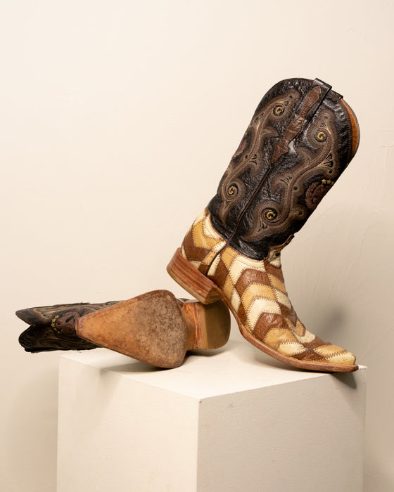 Patchwork Cowboy Boots Made in Mexico 9.5W