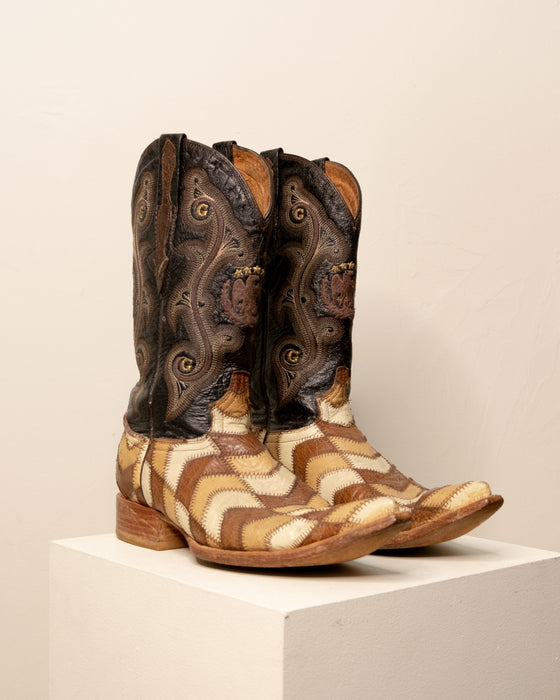 Patchwork Cowboy Boots Made in Mexico 9.5W