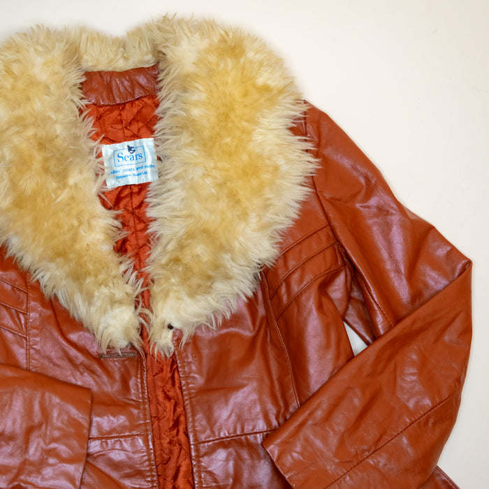 70s Sears Burnt Orange Leather Jacket