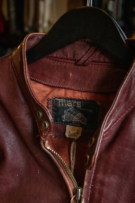 Vintage Mars Burgundy Leather Biker Jacket