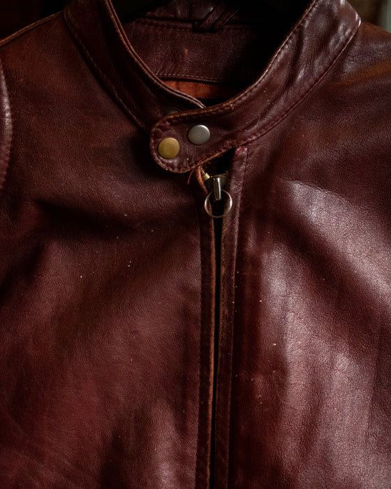 Vintage Mars Burgundy Leather Biker Jacket