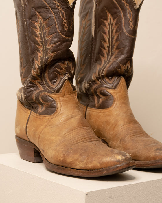 Vintage Leather Cowboy Boots Well Worn AS IS