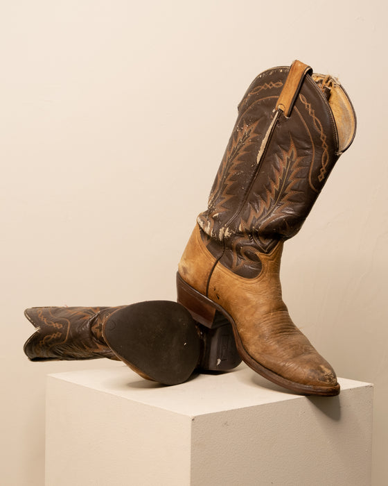 Vintage Leather Cowboy Boots Well Worn AS IS
