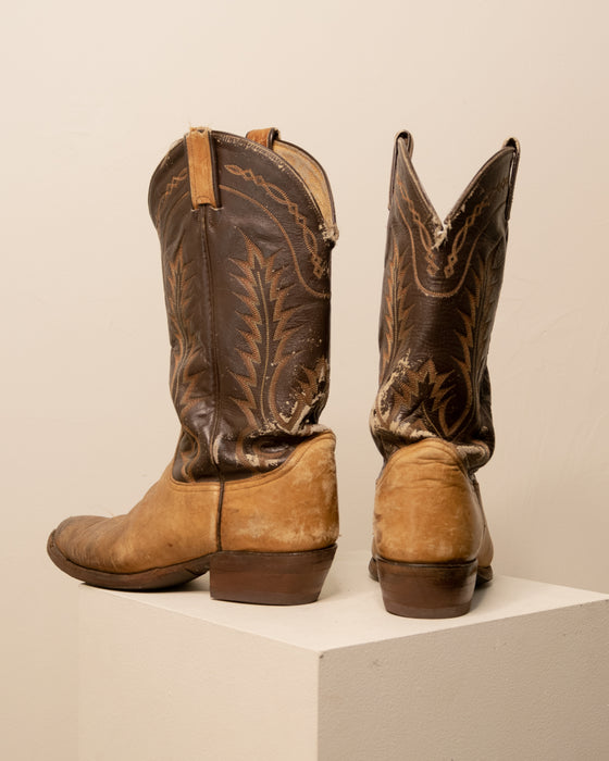 Vintage Leather Cowboy Boots Well Worn AS IS