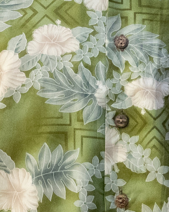 Retro Green Floral Hawaiian Shirt