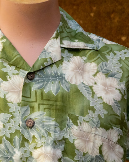 Retro Green Floral Hawaiian Shirt