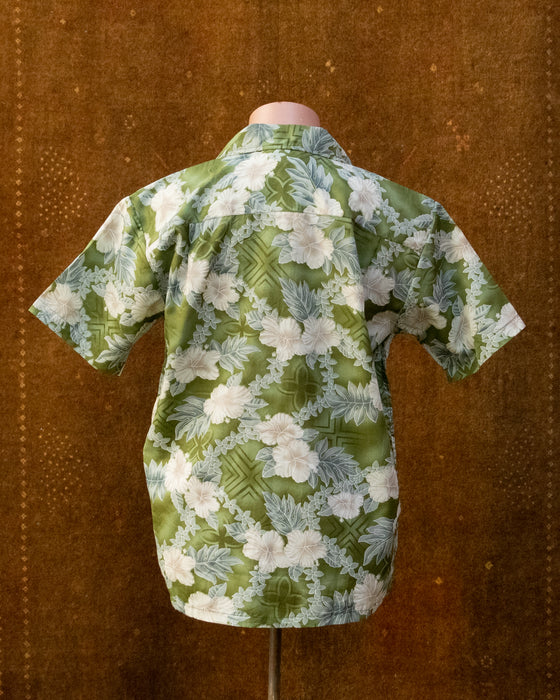 Retro Green Floral Hawaiian Shirt