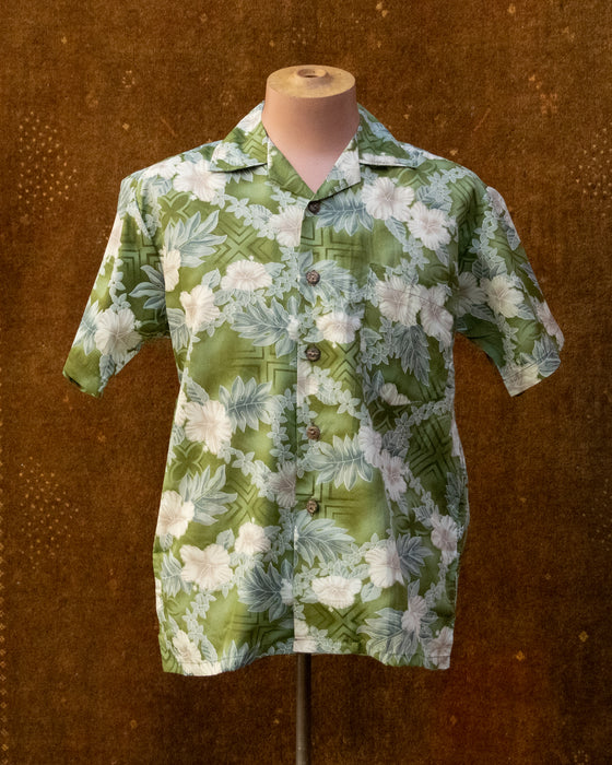 Retro Green Floral Hawaiian Shirt