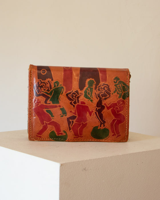 Handpainted 'Dancing' Tan Clutch
