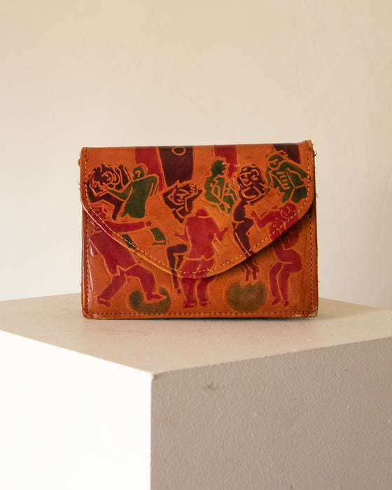 Handpainted 'Dancing' Tan Clutch