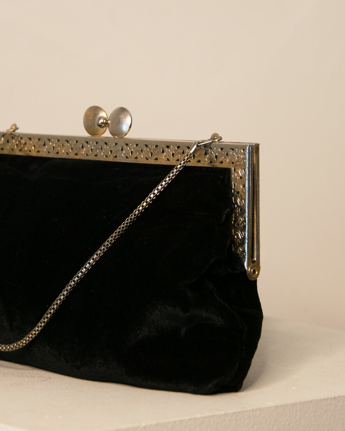 Vintage Black Velvet Evening Bag