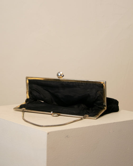 Vintage Black Velvet Evening Bag