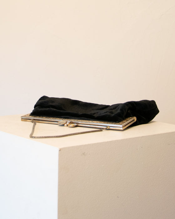 Vintage Black Velvet Evening Bag