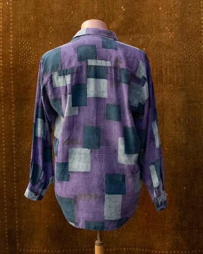 Vintage 100% Silk Purple Patterned Shirt