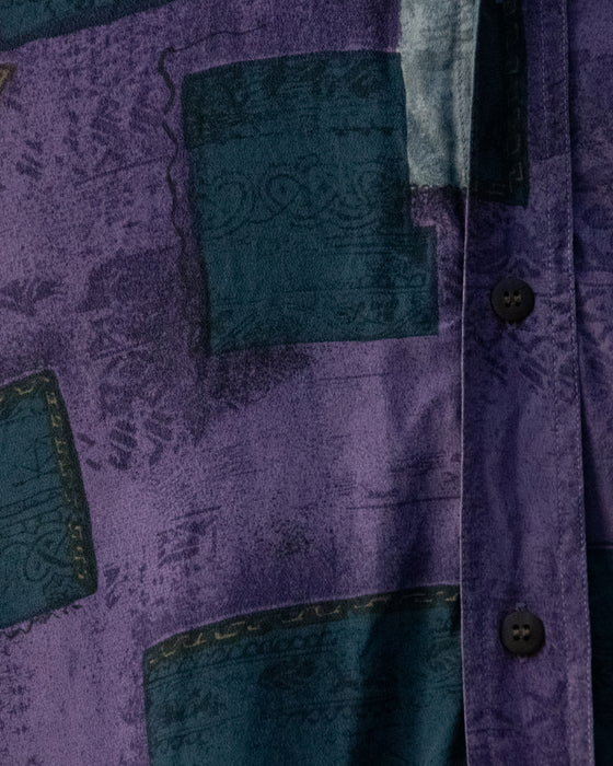 Vintage 100% Silk Purple Patterned Shirt