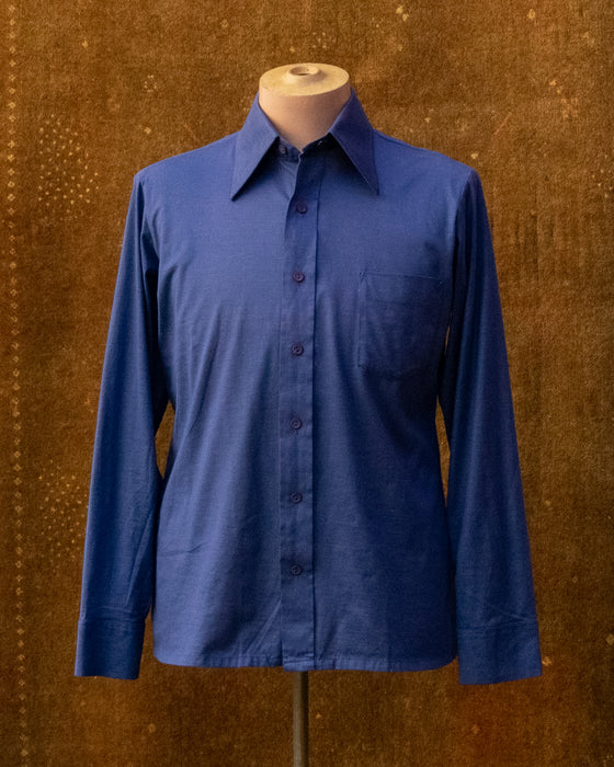 70s Vintage Navy Gloweave LS Shirt As Is