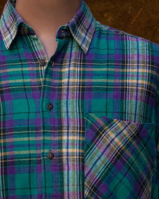 Retro Teal Purple Check Shirt