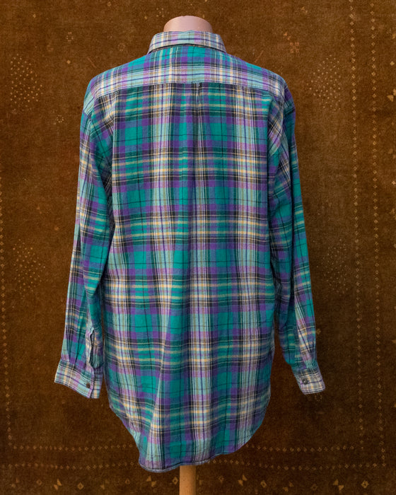 Retro Teal Purple Check Shirt