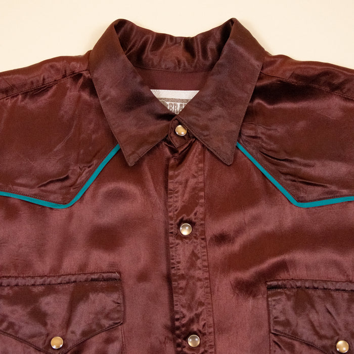 Vintage Brahman's Burgundy Satin Western Shirt