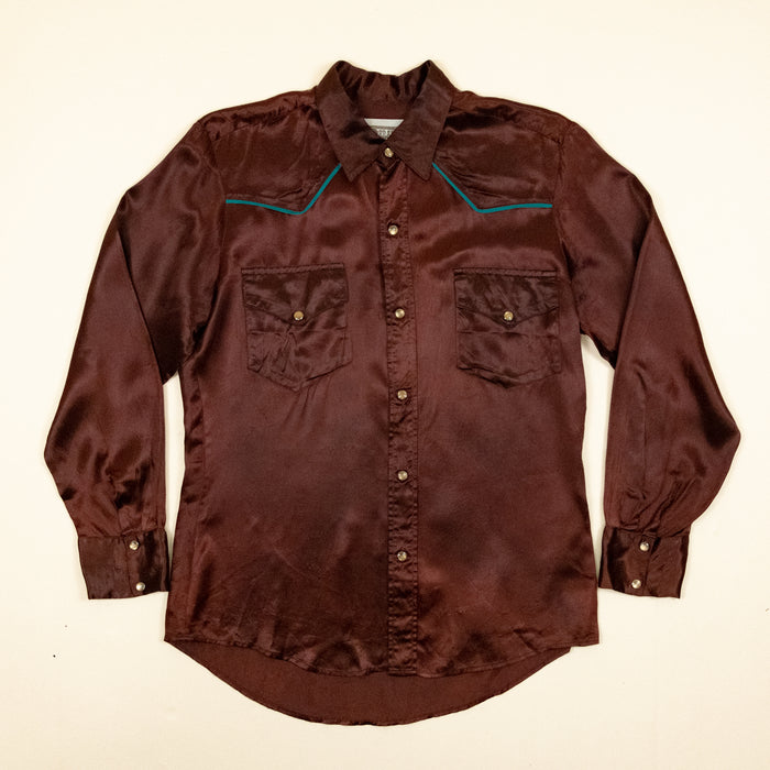 Vintage Brahman's Burgundy Satin Western Shirt