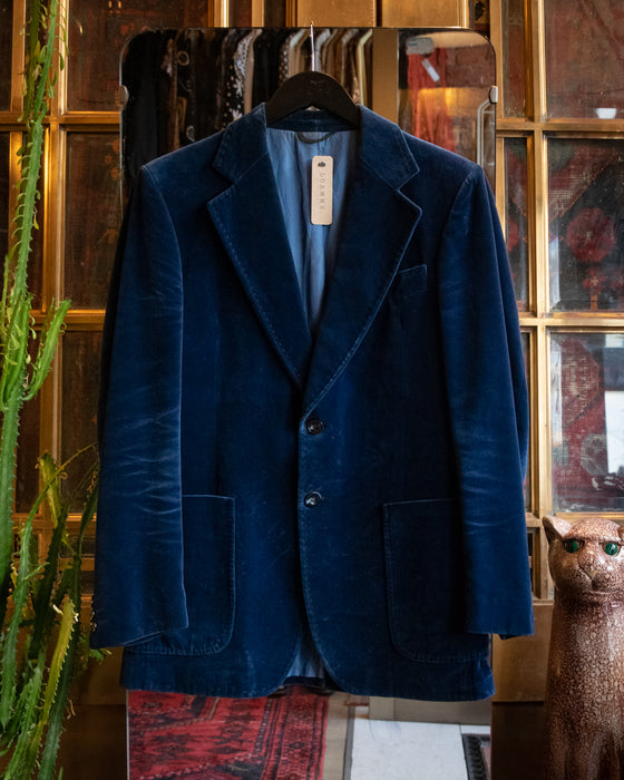 Vintage Tailored Blue Velvet Blazer