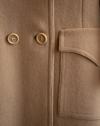 Vintage Beige Tailored Wool Coat Paris
