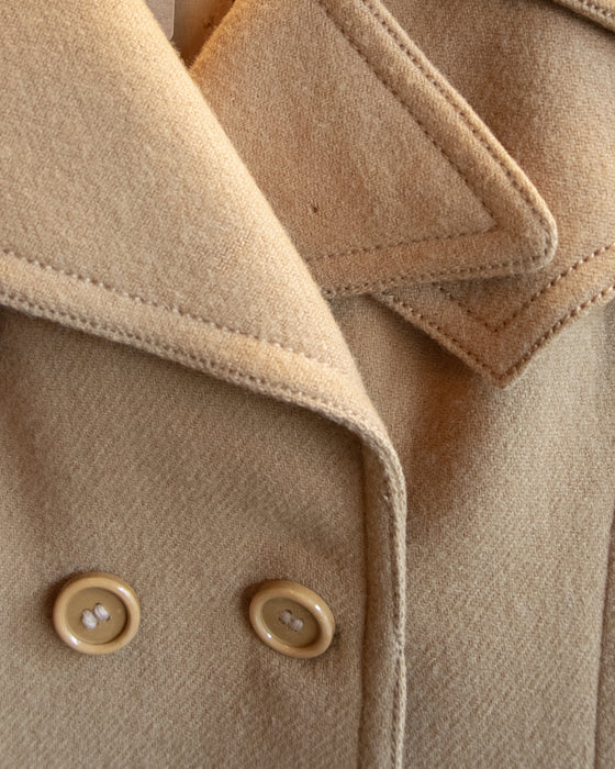 Vintage Beige Tailored Wool Coat Paris