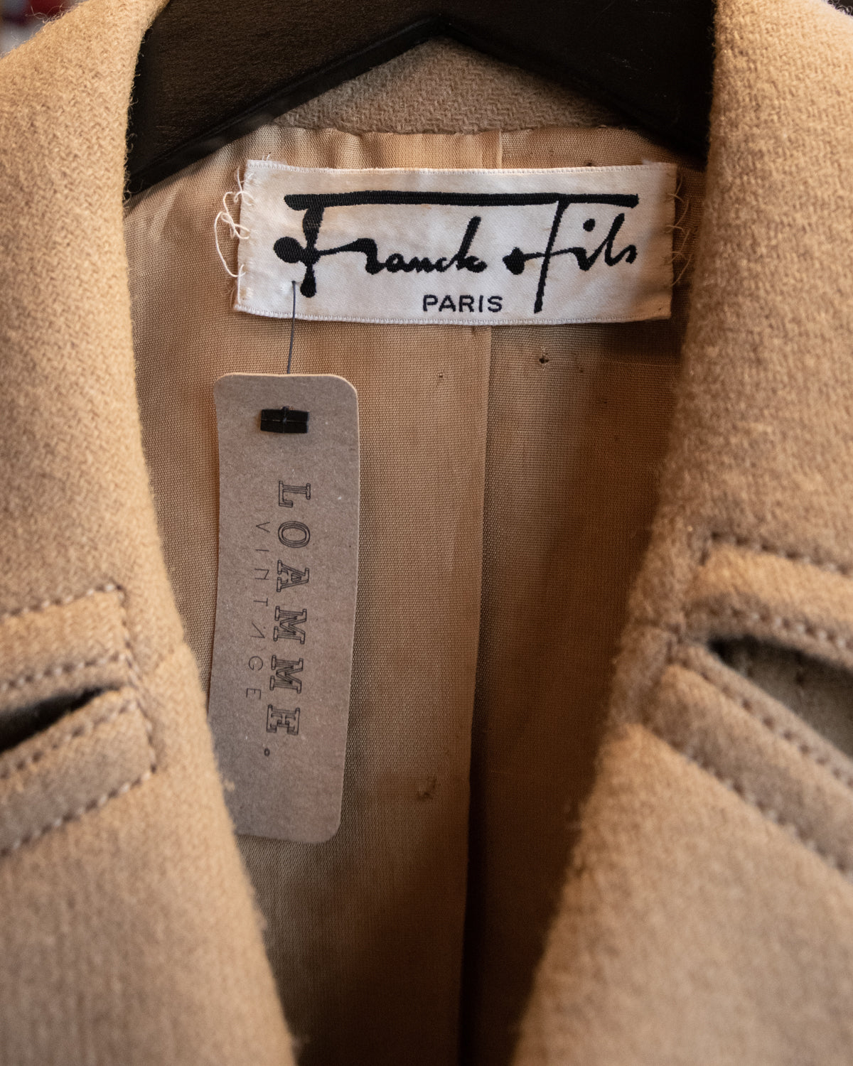 Vintage Beige Tailored Wool Coat Paris