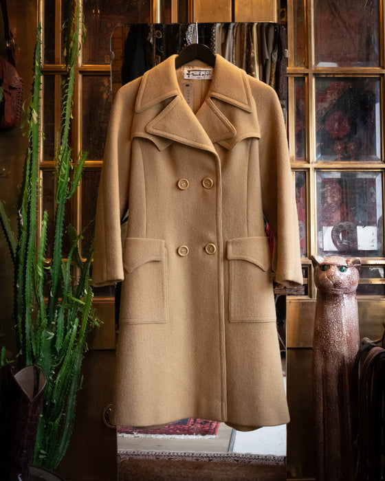 Vintage Beige Tailored Wool Coat Paris