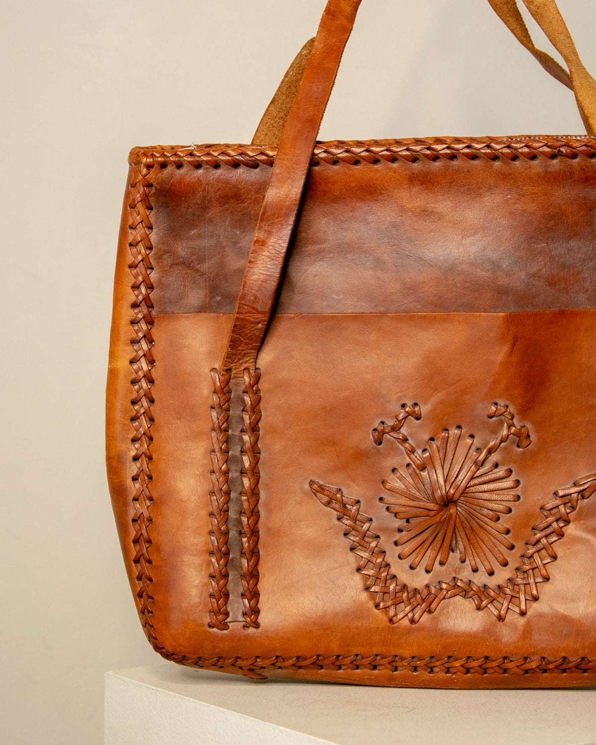 Vintage Braided Leather Handbag