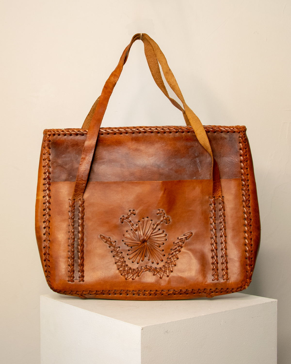 Vintage Braided Leather Handbag
