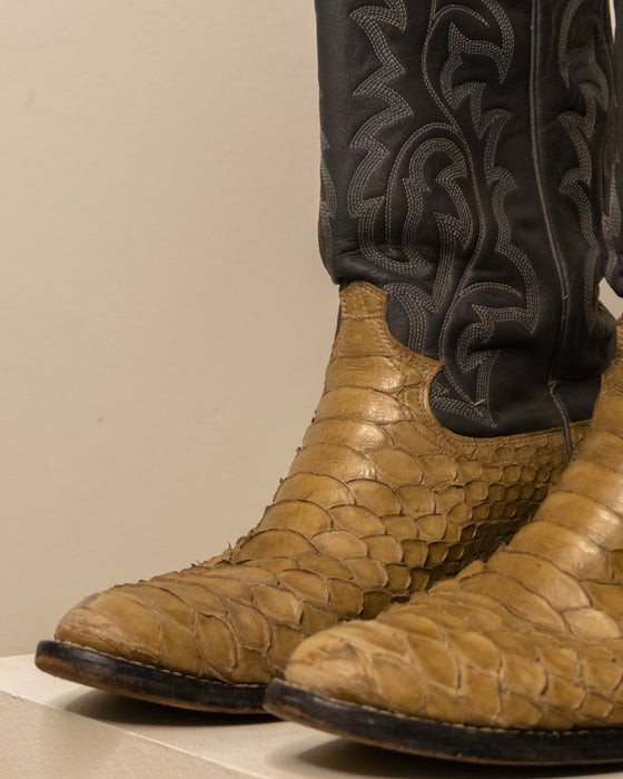 Two Tone Snakeskin Cowboy Boots 8M