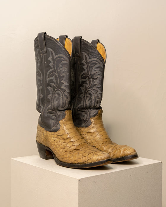 Two Tone Snakeskin Cowboy Boots 8M