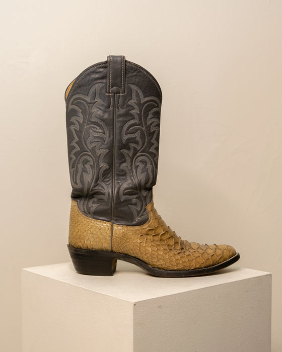Two Tone Snakeskin Cowboy Boots 8M