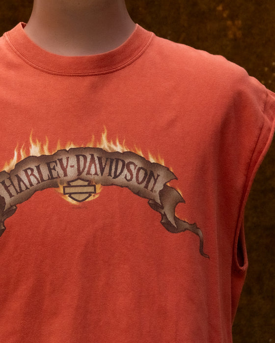 Harley Davidson Sleeveless Orange Tee