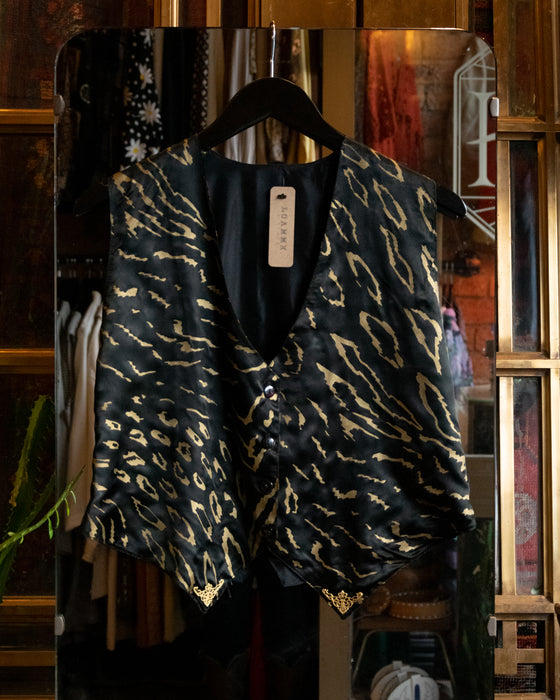 Black & Gold Animal Print Waistcoat