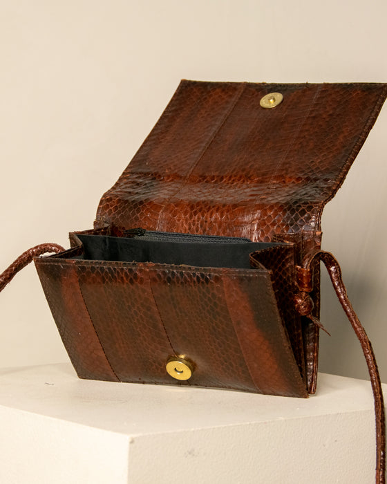 Woven Snakeskin Leather Handbag