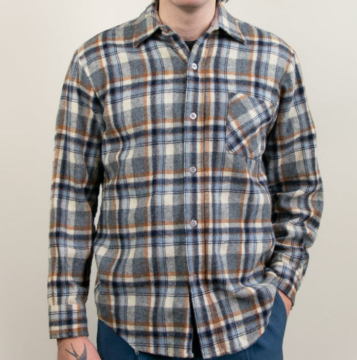 Vintage Blue Check Wool Shirt