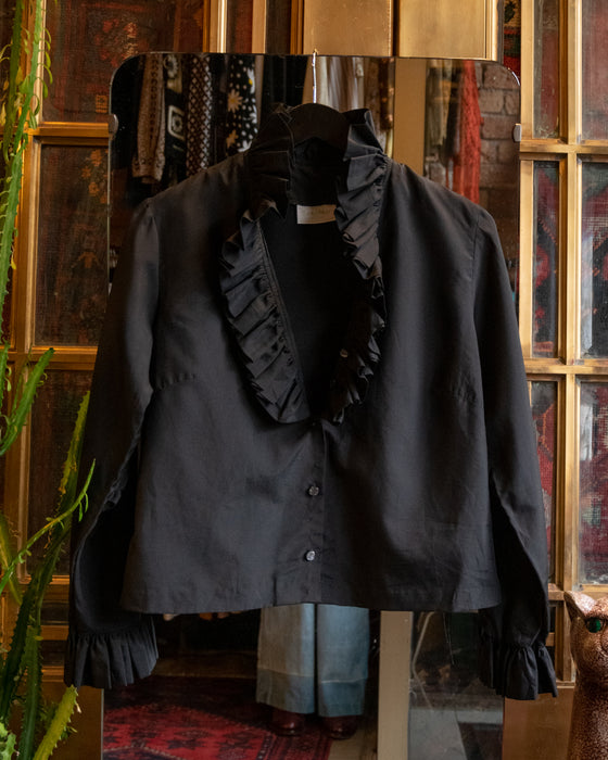Vintage Lee Mar Black Frill Blouse